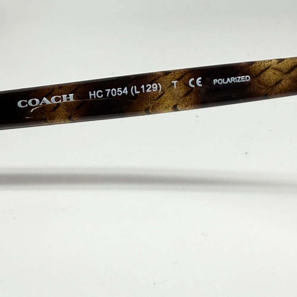 Coach HC 7054 L129 Polarized Sunglasses Light Gold Dark Tortoise 56-16-135